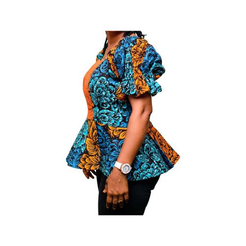 Boltmor Wura Ankara Peplum Blouse