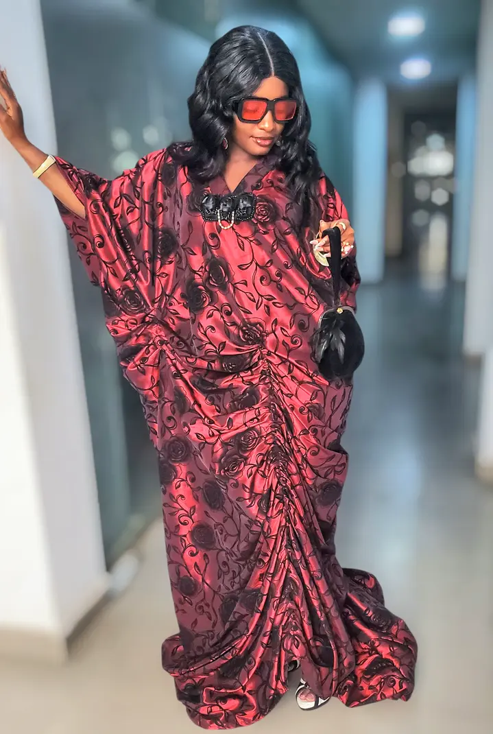 Yasmina Luxe African Woman Drape Boubou WITH Scarf For Weddings/Special occasions